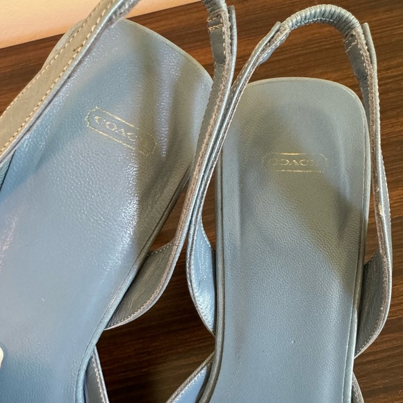 Coach Cathy Kid Cadet/Navy Blue Slingback Leather 3”Heels Size 7B Made in Italy - Picture 8 of 12